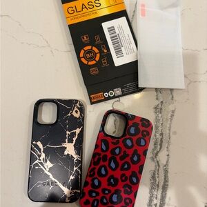 iPhone 12 mini lot. Two Casely phone cases and two unused screen protectors